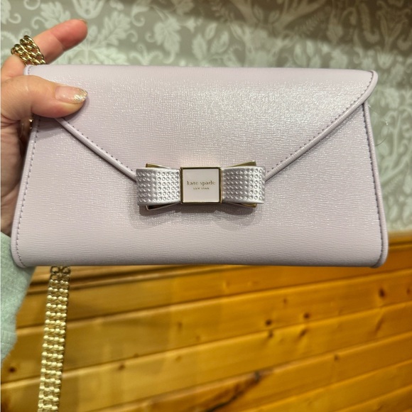 Kate Spade Morgan Bow Envelope Crossbody Violet Shiny Saffiano Dustbag NWT $268 - Picture 4 of 10